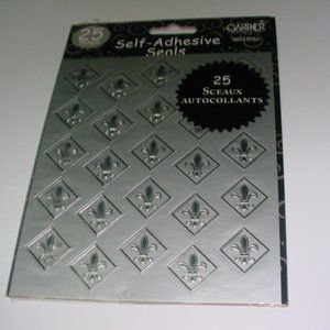 GARTNER Studios NIP Self Adhesive Seals SILVER FLEUR DI LIS
